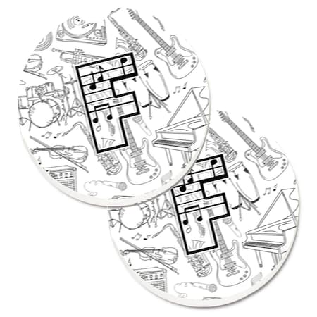 Carolines Treasures Letter F Musical Note Letters Set of 2 Cup Holder Car Coaster CJ2007-FCARC